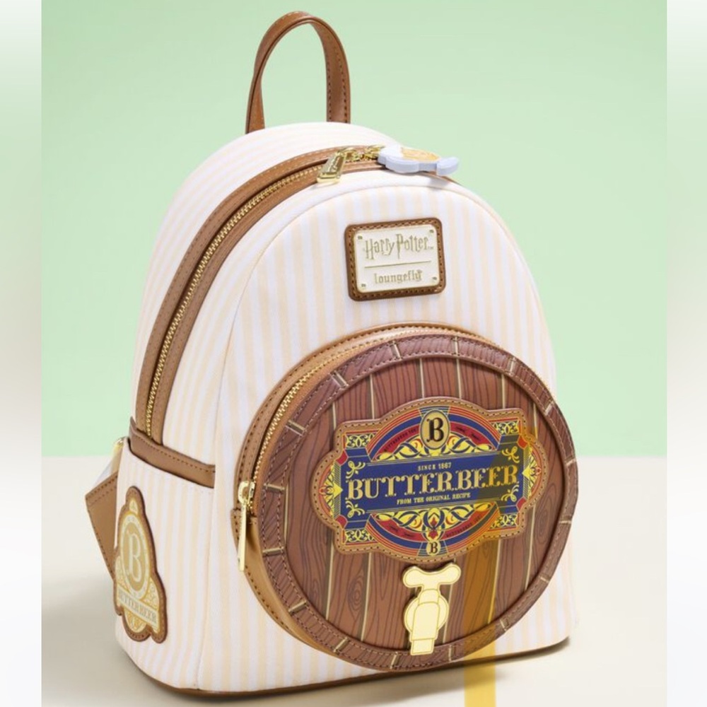 Loungefly Harry Potter Butterbeer barrel mini Backpack - Cream and Brown - Picture 2 of 6